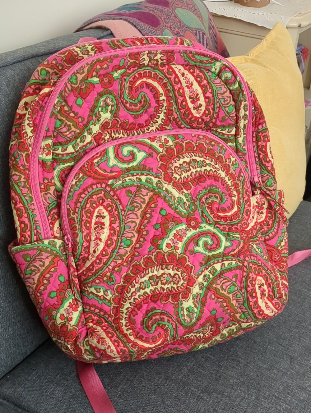 Vera Bradley Pink Paisley Quilted Backpack